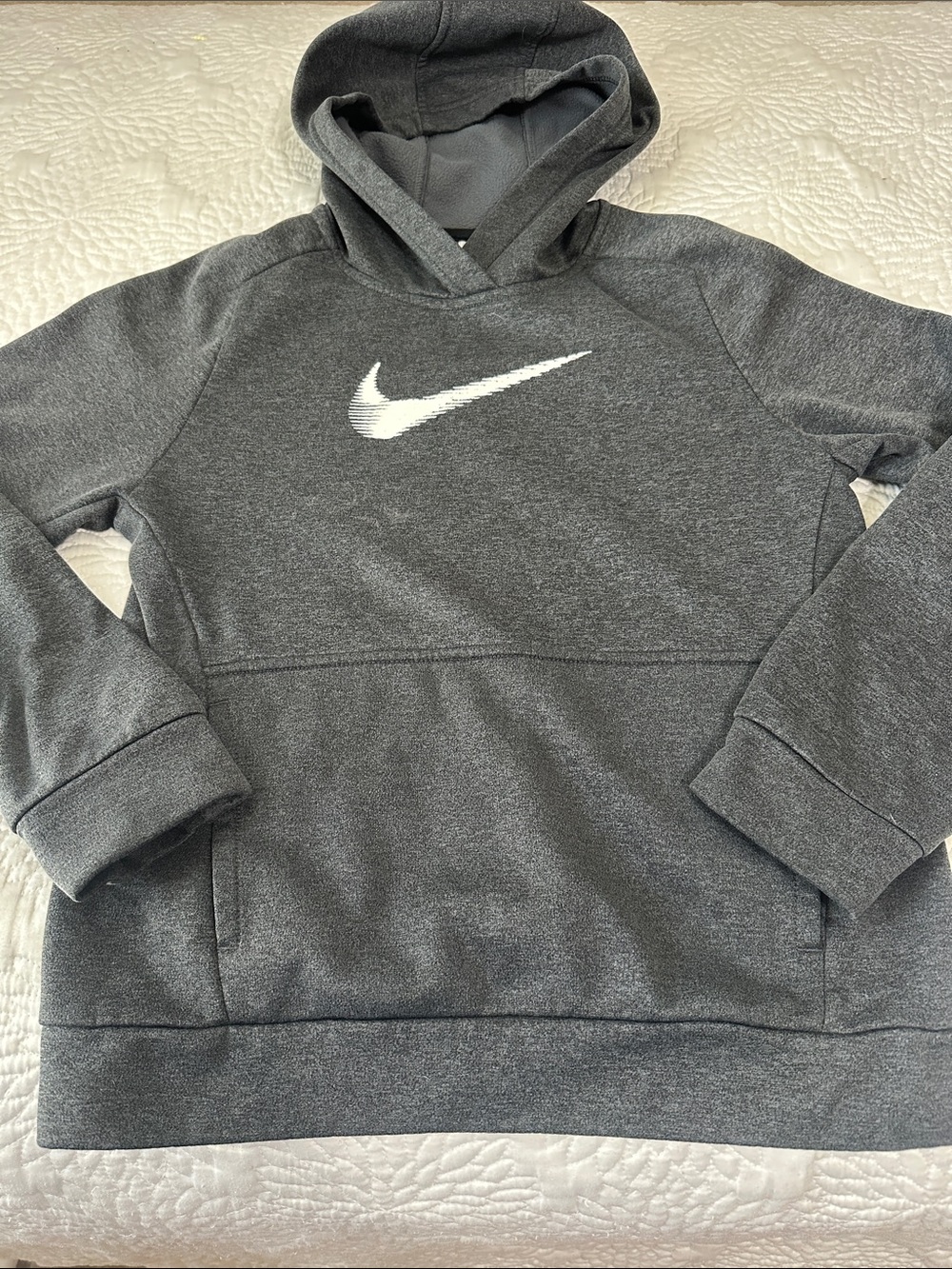 Nike Dark Gray Pullover Hoodie with White Swoosh